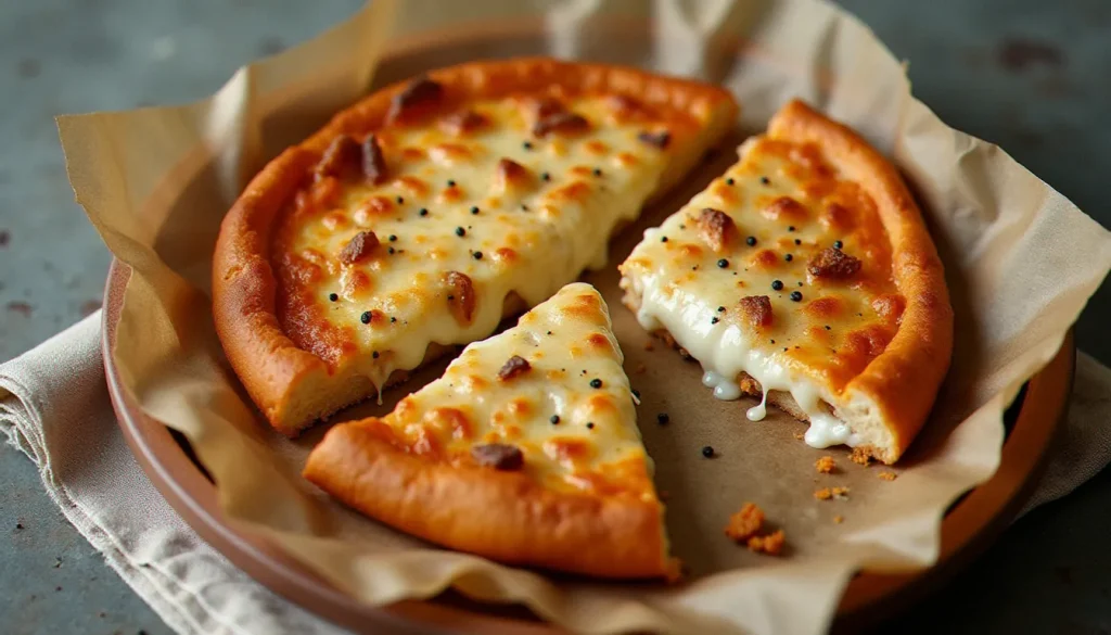 Pizza fritta napolitaine dorée et croustillante ouverte sur sa garniture de ricotta et provola fumée fondante, la fritta italienne dans sa forme la plus authentique