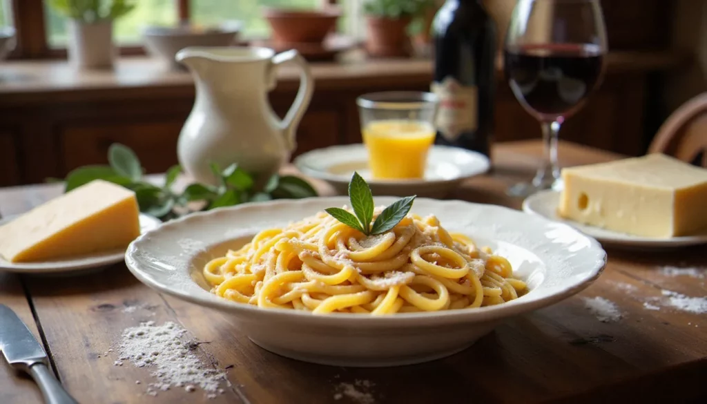 francesco cuisine italienne featured Table de cuisine italienne piémontaise avec des tajarin faits maison, beurre noisette, sauge fraîche et Parmigiano Reggiano, évoquant la cuisine italienne authentique de Francesco