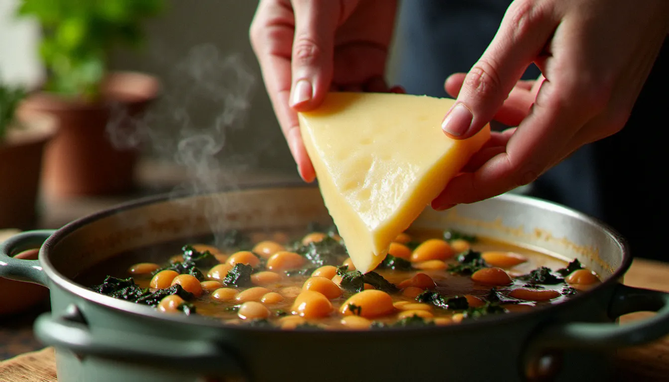 Préparation d'une ribollita toscane avec cavolo nero et haricots borlotti, une soupe italienne sans pate de la tradition paysanne toscane
